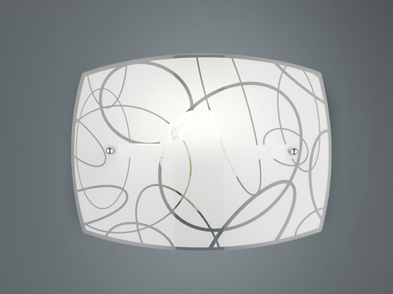 Exklusive LED Wandleuchte DIMMBAR Glasschirm in weiß mit dezentem Dekor, B: 30cm