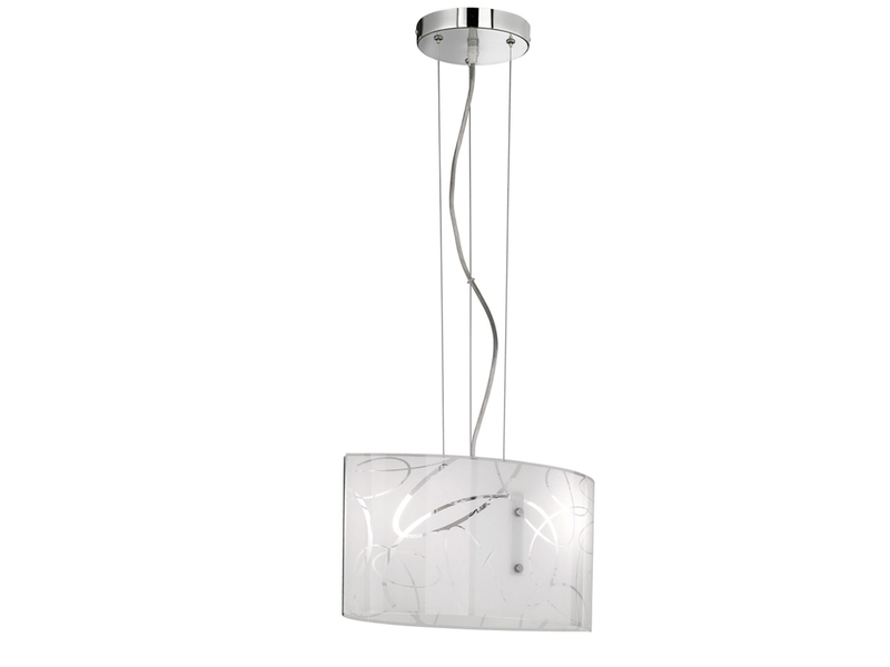 LED Pendelleuchte mit satiniertem Glas Lampenschirm mit Dekor, Breite 40cm