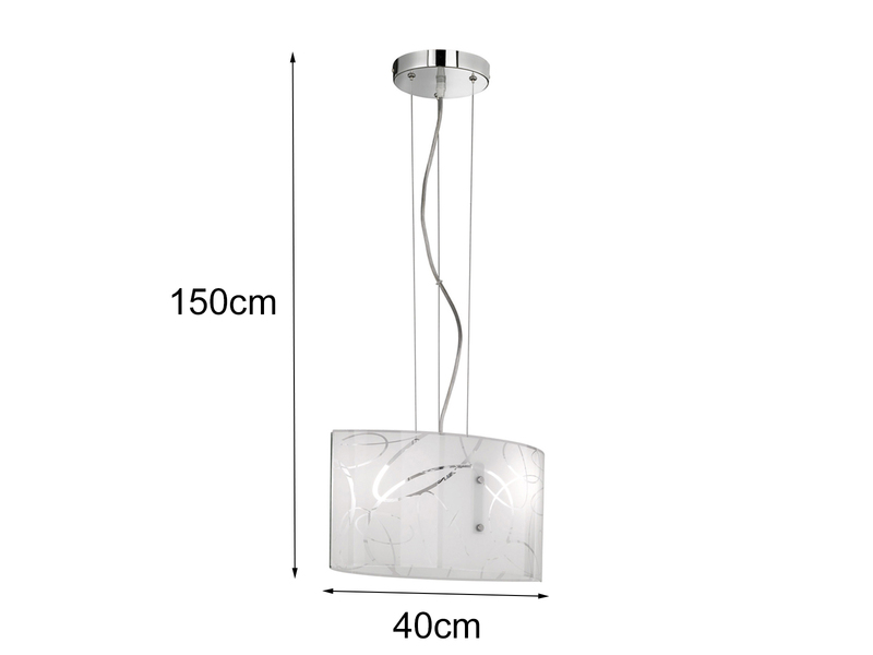 LED Pendelleuchte mit satiniertem Glas Lampenschirm mit Dekor, Breite 40cm