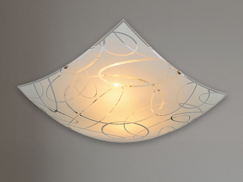 Eckige LED Deckenleuchte DIMMBAR Glas mit modernem Dekor, Quadrat 40cm