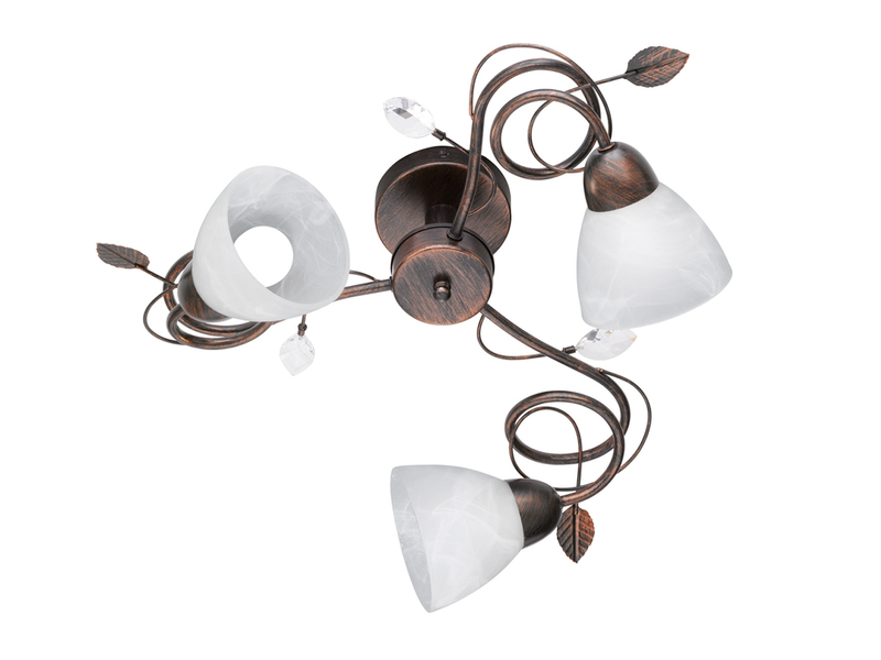 Große Deckenleuchte TRADITIO 3-flammig Landhausstil mit Glasschirmen, Ø 61cm