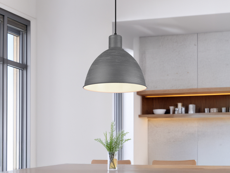 Pendelleuchte TELME Industrial Style mit Metallschirm in Betonoptik, Ø 30cm