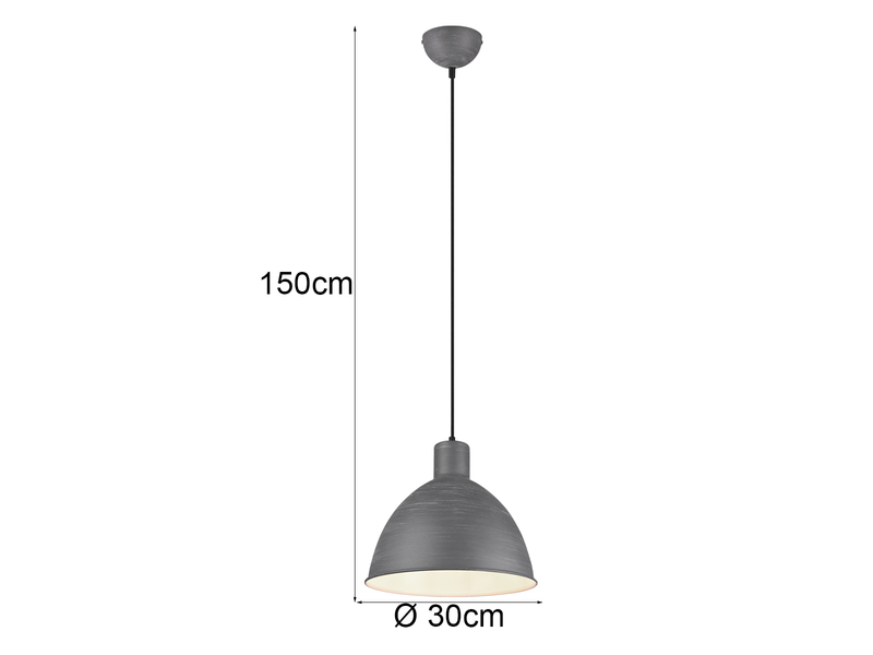 Pendelleuchte TELME mit Betonoptik Metallschirm einflammig, Ø 30cm