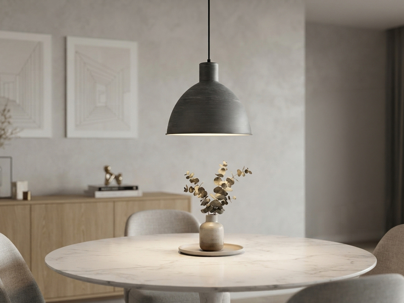 Pendelleuchte TELME Industrial Style mit Metallschirm in Betonoptik, Ø 30cm