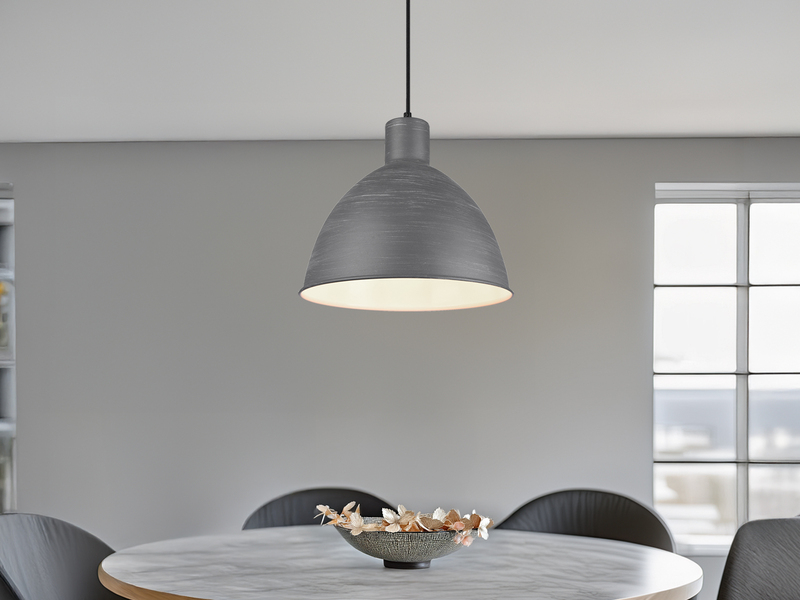 Pendelleuchte mit Metall Lampenschirm 1-flammig in Betonoptik