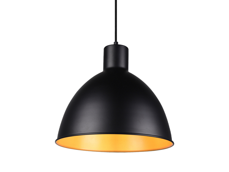 Pendelleuchte TELME Metall Lampenschirm Schwarz Gold, Ø 30cm
