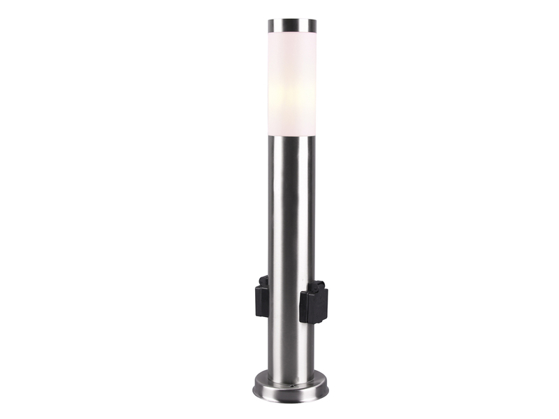 Pollerleuchte RADA aus Edelstahl, E27 mit 2 Steckdosen, Höhe 60cm