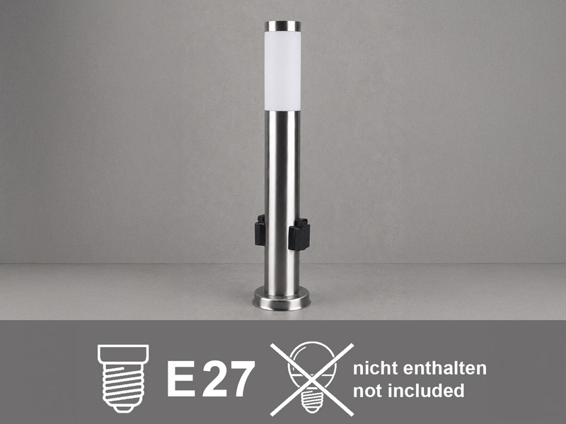 Pollerleuchte RADA aus Edelstahl, E27 mit 2 Steckdosen, Höhe 60cm