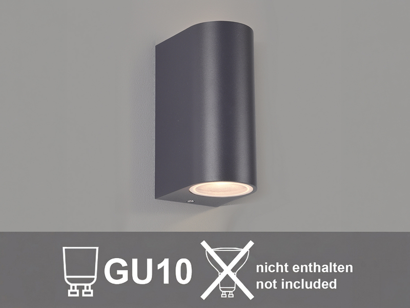Außenwandleuchte AVA Aluminium Anthrazit mit Up and Down Licht, Höhe 15cm
