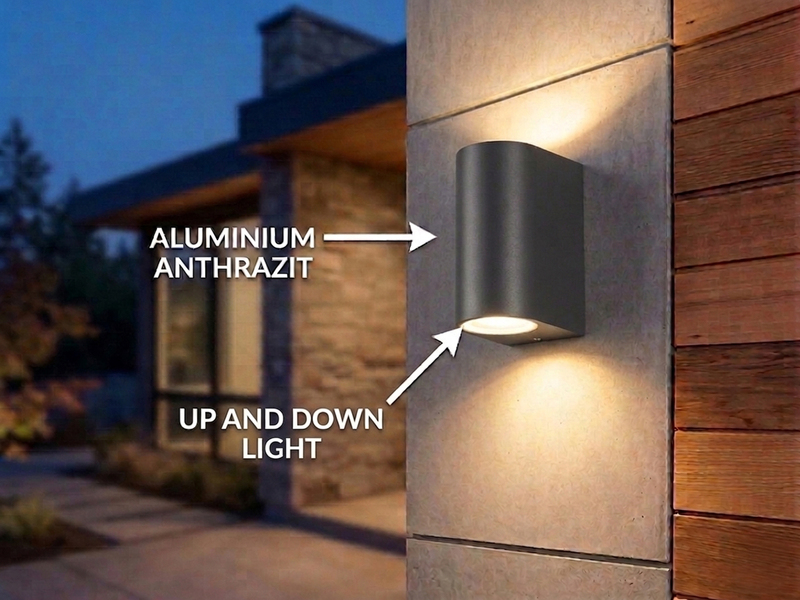 Außenwandleuchte AVA Aluminium Anthrazit mit Up and Down Licht, Höhe 15cm
