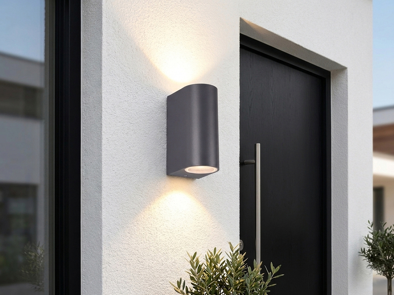 Außenwandleuchte AVA Aluminium Anthrazit mit Up and Down Licht, Höhe 15cm