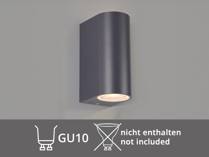 Außenwandleuchte AVA Aluminium Anthrazit mit Up and Down Licht, Höhe 15cm