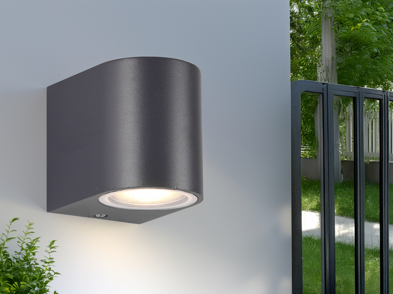Kleine Außenwandleuchte AVA aus Aluminium Anthrazit, Höhe 8cm