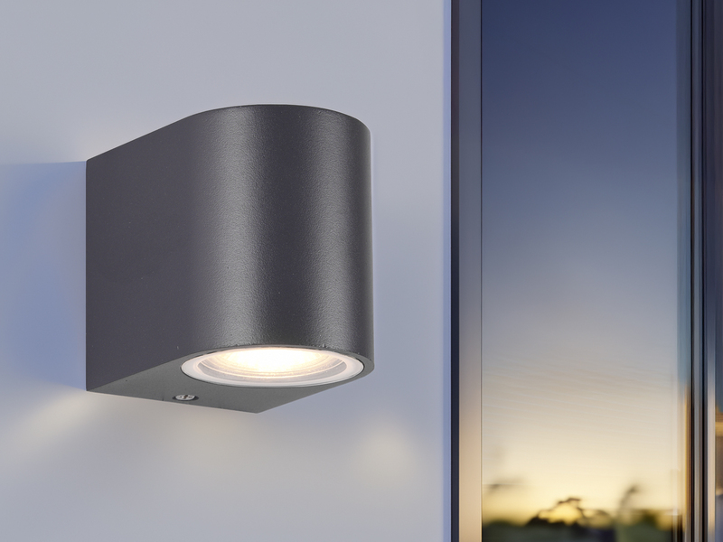 Kleine Außenwandleuchte AVA aus Aluminium Anthrazit, Höhe 8cm