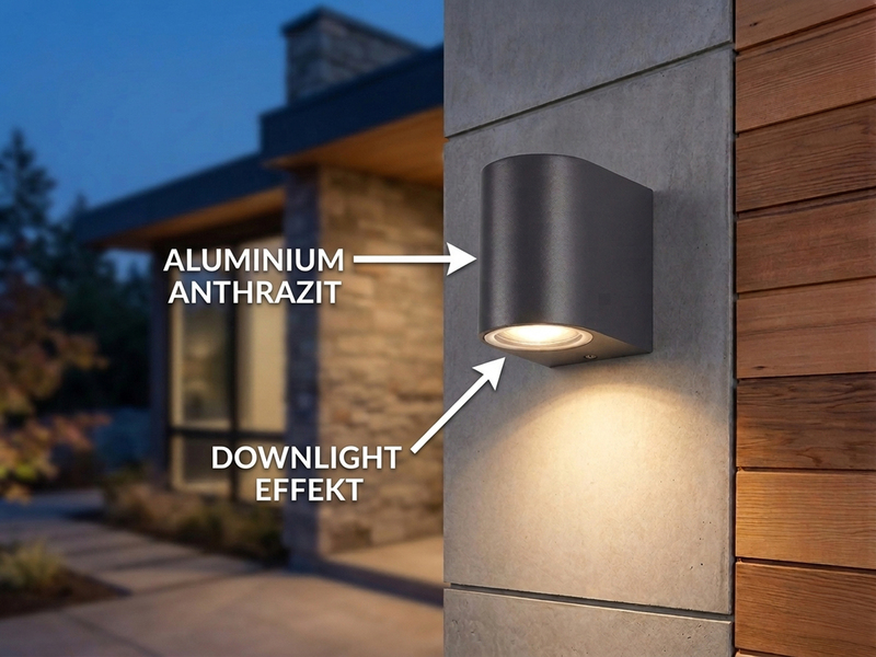 Kleine Außenwandleuchte AVA aus Aluminium Anthrazit, Höhe 8cm