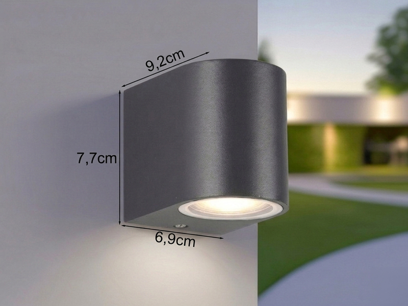 Kleine Außenwandleuchte AVA aus Aluminium Anthrazit, Höhe 8cm