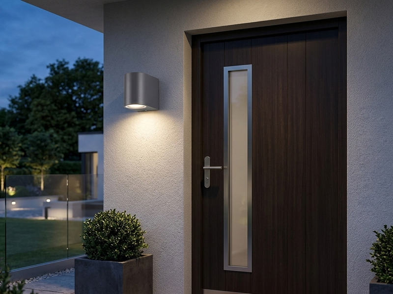 Kleine Außenwandleuchte AVA aus Aluminium Anthrazit, Höhe 8cm