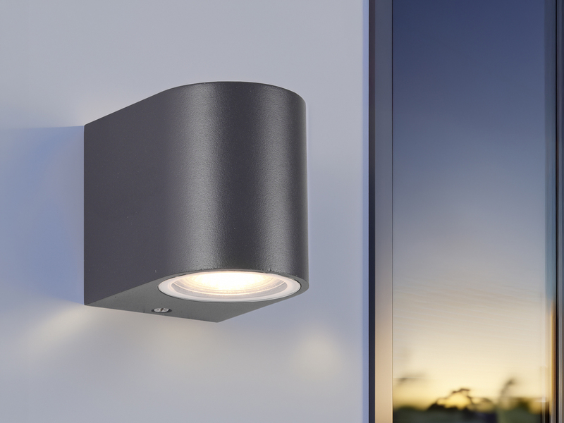 Kleine Außenwandleuchte AVA aus Aluminium Anthrazit, Höhe 8cm