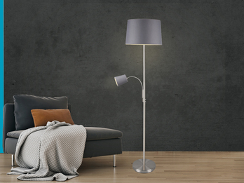 Honsel Design Stehlampe Flex Stoffschirm grau Stehleuchte Leseleuchte Wohnraum 