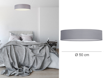 Deckenlampe CEILING DREAM, Stoff Grau / Abdeckung satiniert, Ø 50cm