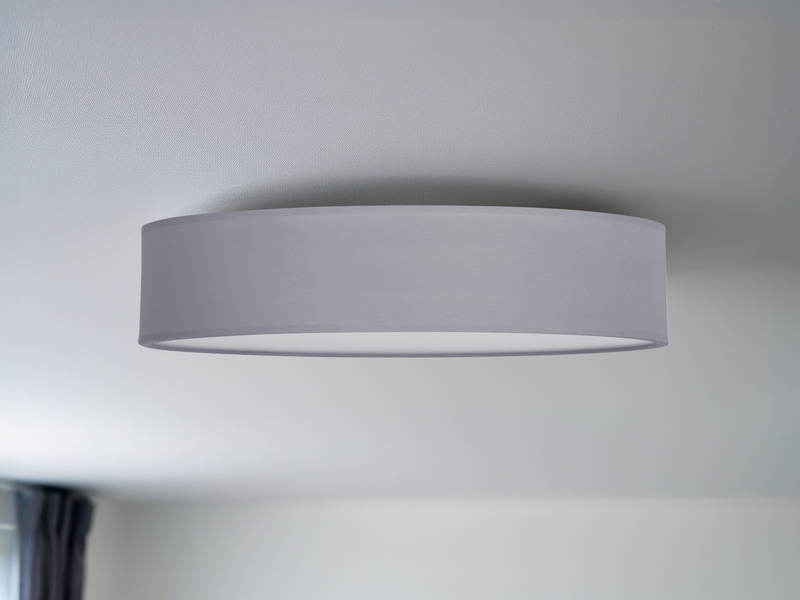 LED Deckenleuchte Stoff Grau / Abdeckung satiniert, Ø 50cm