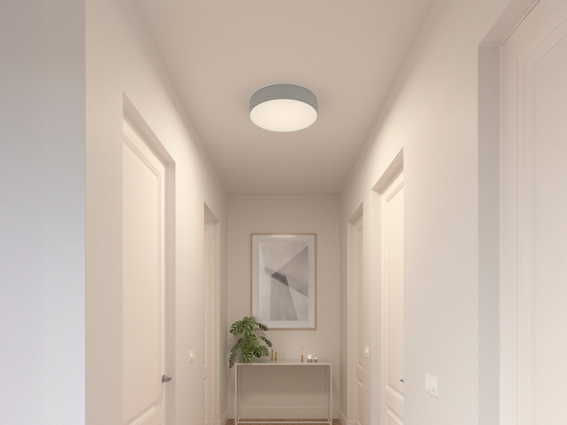 LED Deckenleuchte Stoff Grau / Abdeckung satiniert, Ø 50cm