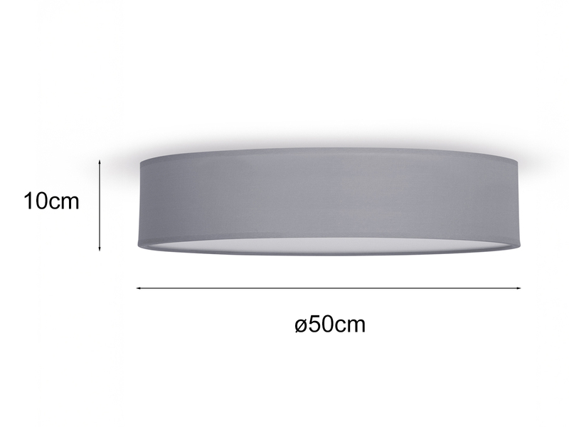 LED Deckenleuchte Stoff Grau / Abdeckung satiniert, Ø 50cm