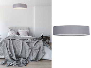 Zeitlose runde Deckenleuchte mit LED Stoffschirm in Grau Ø 50cm - CEILING DREAM