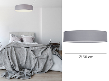 Zeitlose runde Deckenleuchte mit Stoffschirm in Grau Ø 60cm - CEILING DREAM