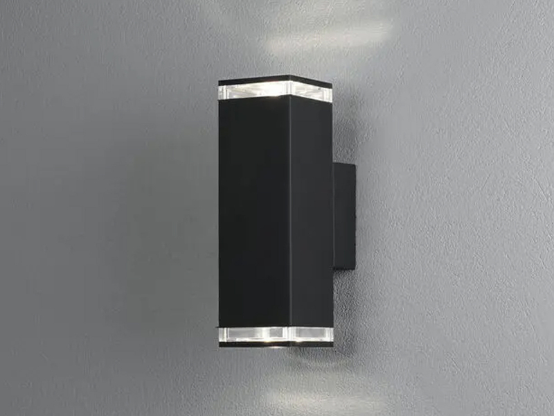 ALU Außenwandleuchte POLLUX Up and Down Schwarz Effektstreifen IP44, Höhe23,5cm
