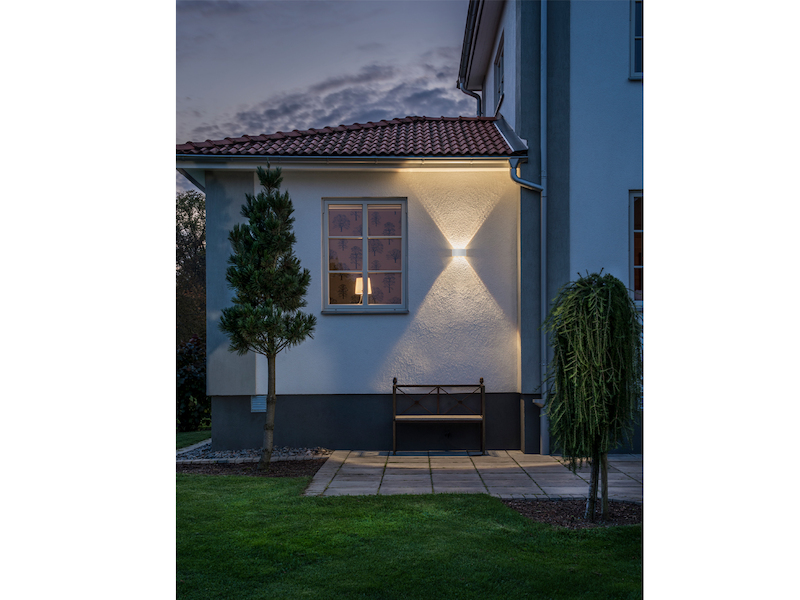 Moderne LED Außenwandleuchte CHIERI aus ALU in weiß Up and Down Light 18,5x9,5cm