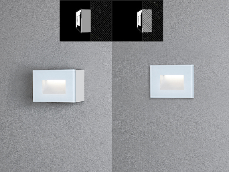 LED Außenwandleuchte CHIERI Auf-& Einbauleuchte aus Alu in weiß, 12x8cm
