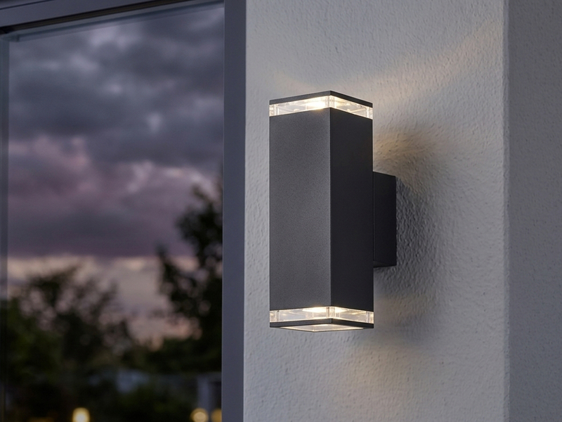 LED Außenwandleuchte ALU Up and Down Schwarz Effektstreifen IP44, Höhe 23,5cm