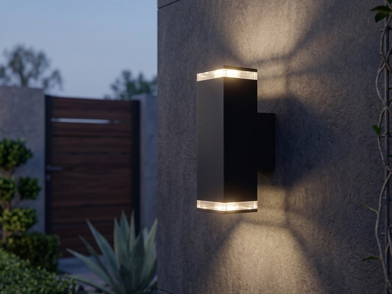 LED Außenwandleuchte ALU Up and Down Schwarz Effektstreifen IP44, Höhe 23,5cm