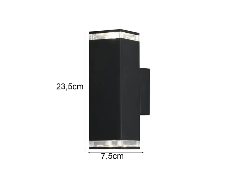 LED Außenwandleuchte ALU Up and Down Schwarz Effektstreifen IP44, Höhe 23,5cm
