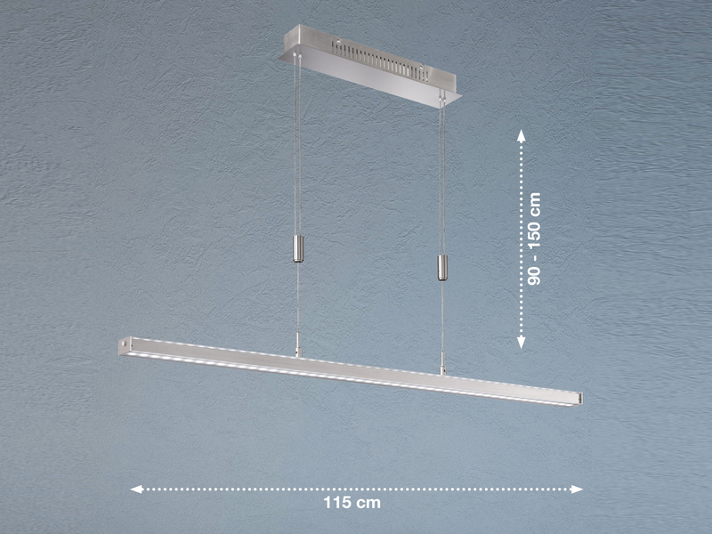 LED Pendelleuchte VITAN Silber dimmbar & höhenverstellbar, Breite 115cm