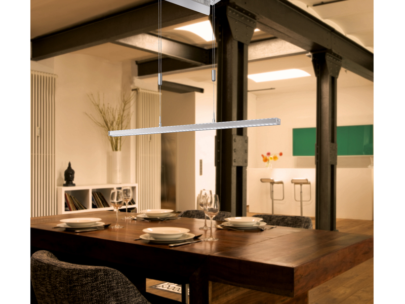 LED Pendelleuchte VITAN Silber dimmbar & höhenverstellbar, Breite 115cm