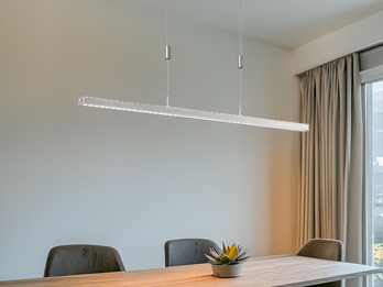 LED Pendelleuchte VITAN Silber dimmbar & höhenverstellbar bis 150cm, B: 115cm
