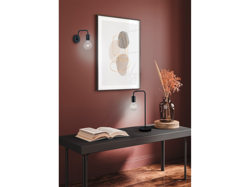 Wandleuchte DIALLO Schwarz mit Schalter, Höhe 15cm