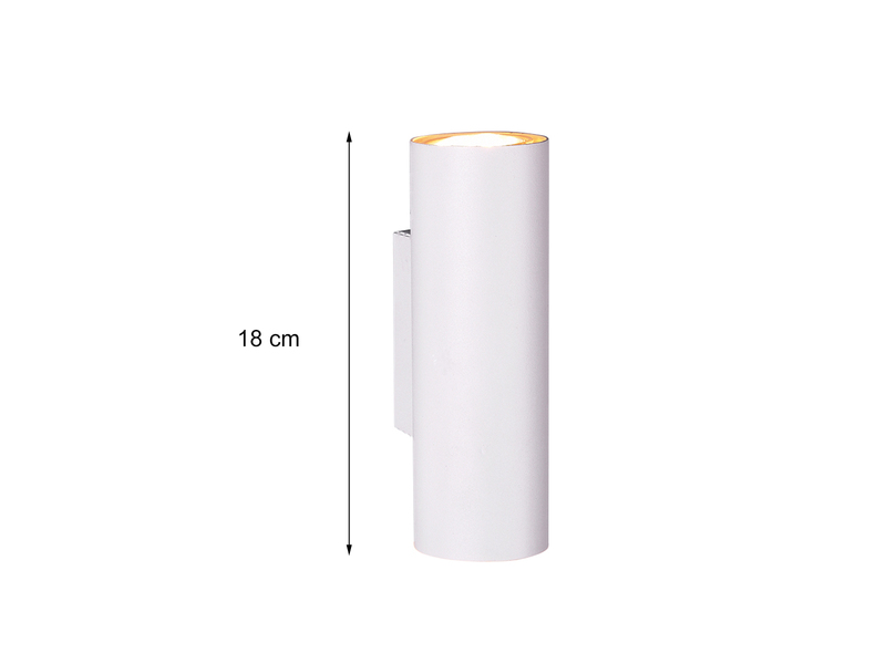Up Down Wandleuchte Metall Weiß mit GU10 LED, Höhe 18cm