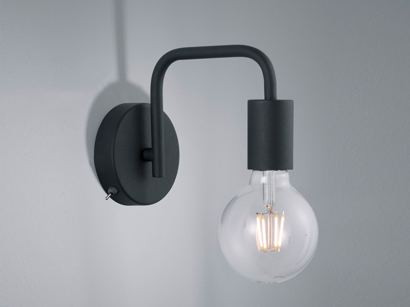 Minimalistische LED Wandlampe Schwarz mit Schalter, Höhe 15cm