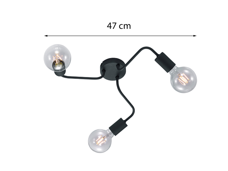 LED Deckenleuchte 3-flammig, Metall Schwarz matt Ø 47cm
