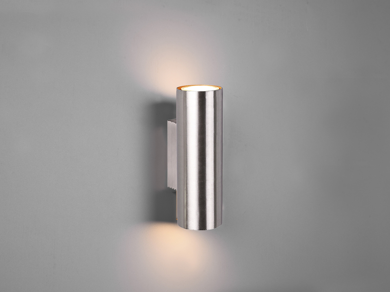 Dimmbare Up & Down Innenwandleuchte aus Silber mattem Metall mit 2 LEDs