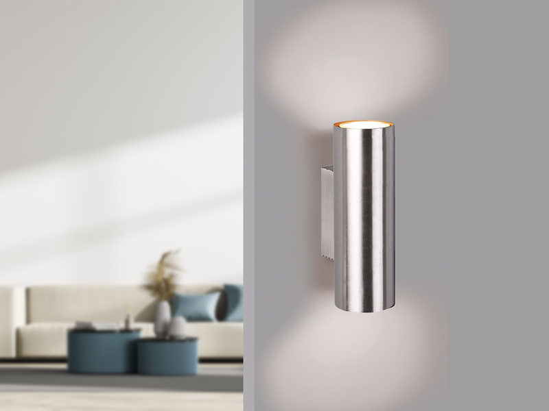 Up Down Wandleuchte Metall Silber mit GU10 LED, Höhe 18cm