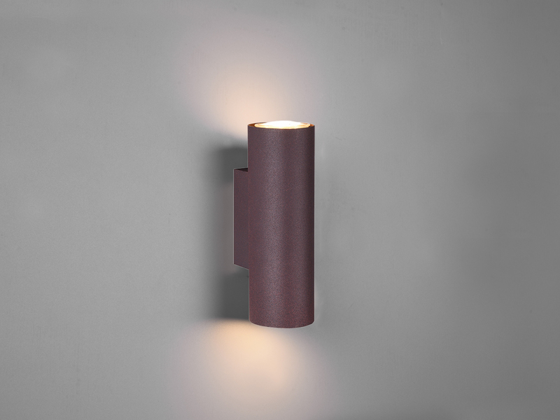Dimmbare LED Up & Down Innenwandleuchte aus rostfarbigem Metall, Höhe 18cm