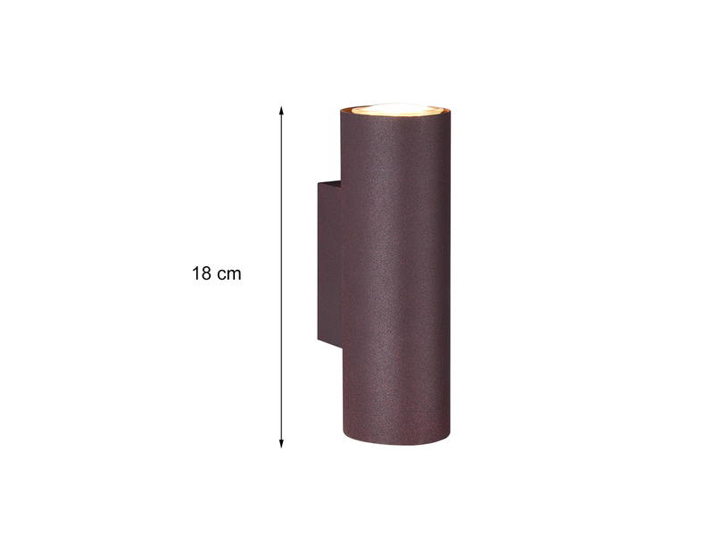 Dimmbare LED Up & Down Innenwandleuchte aus rostfarbigem Metall, Höhe 18cm