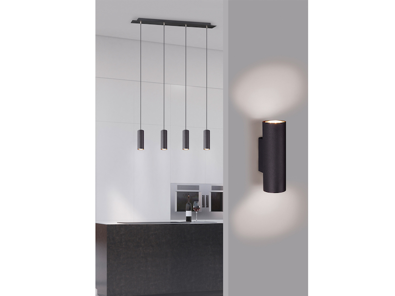 Dimmbare LED Up & Down Innenwandleuchte aus schwarz mattem Metall, Höhe 18cm