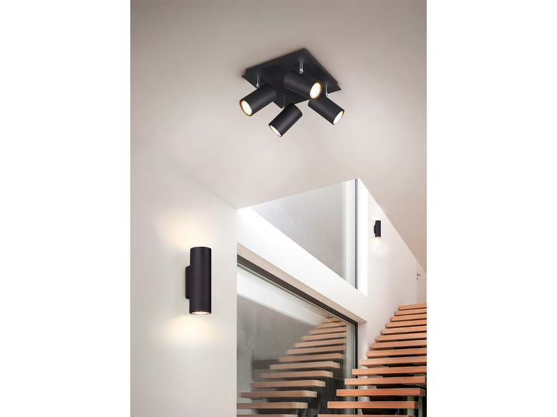 Up Down Wandleuchte Metall Schwarz mit GU10 LED, Höhe 18cm