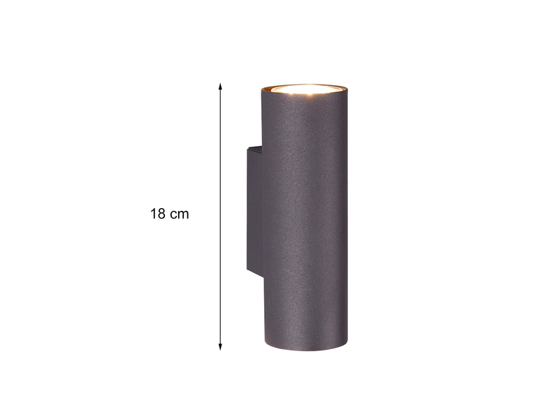 Dimmbare LED Up & Down Innenwandleuchte aus schwarz mattem Metall, Höhe 18cm