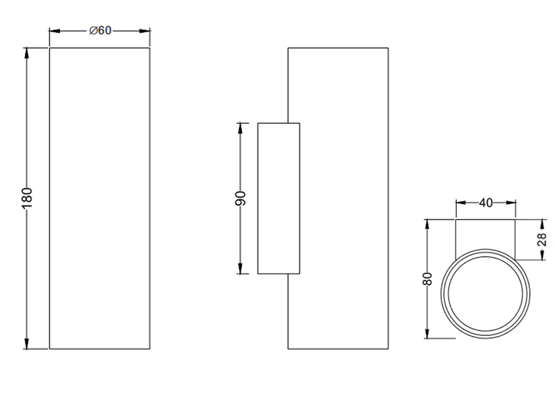 Dimmbare LED Up & Down Innenwandleuchte aus schwarz mattem Metall, Höhe 18cm